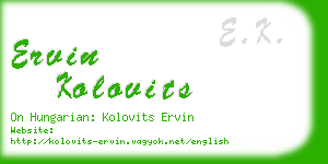 ervin kolovits business card